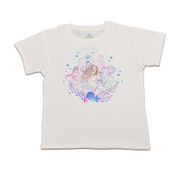 Girls Ivory White The Little Mermaid Sea Sisters T-Shirt Tee