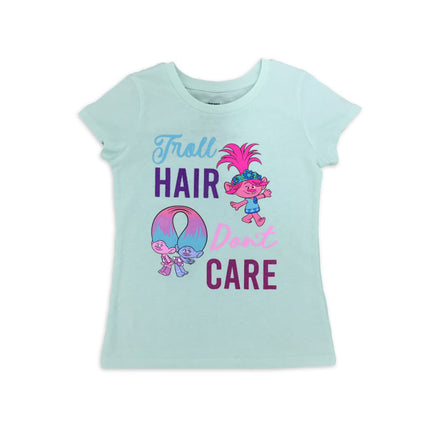 Girls Trolls Mint Troll Hair Don't Care Short Sleeve Tee T-Shirt