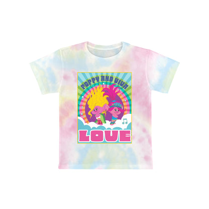 Girls Trolls Love Poster Crew Neck, Short Sleeve, Graphic T-Shirt Tie Dye