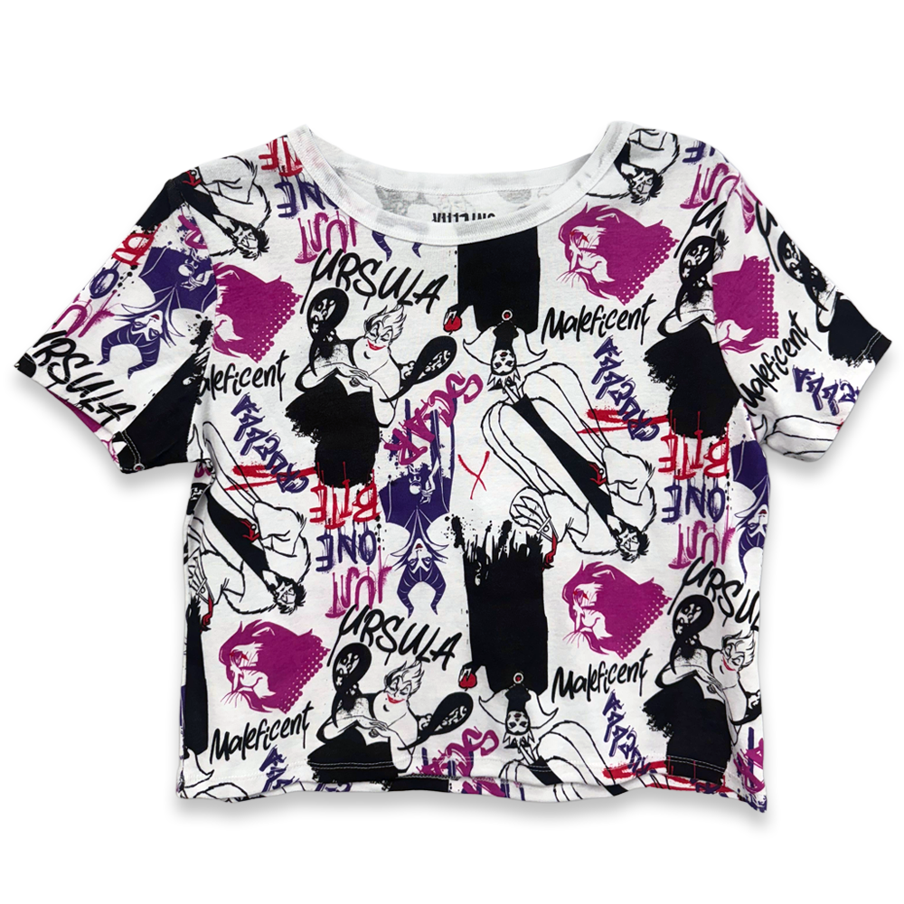Women's Disney Villains Graffiti Cropped T-Shirt Tee