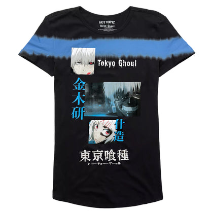Tokyo Ghoul Ken Kanji tie-dye T-shirt dress by Bioworld featuring a vibrant, colorful design and graphic print of the character.