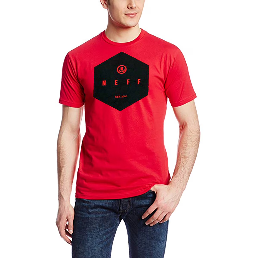 Men's Red Heather Neff EST 2002 Geometric Graphic Tee T-Shirt