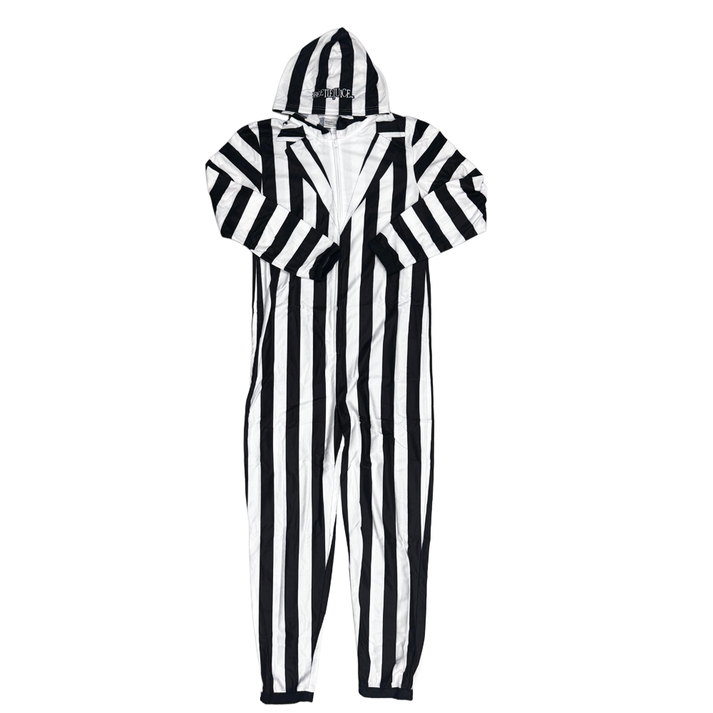 Men's Beetlejuice One-Piece Pajamas with Hood Union Suit