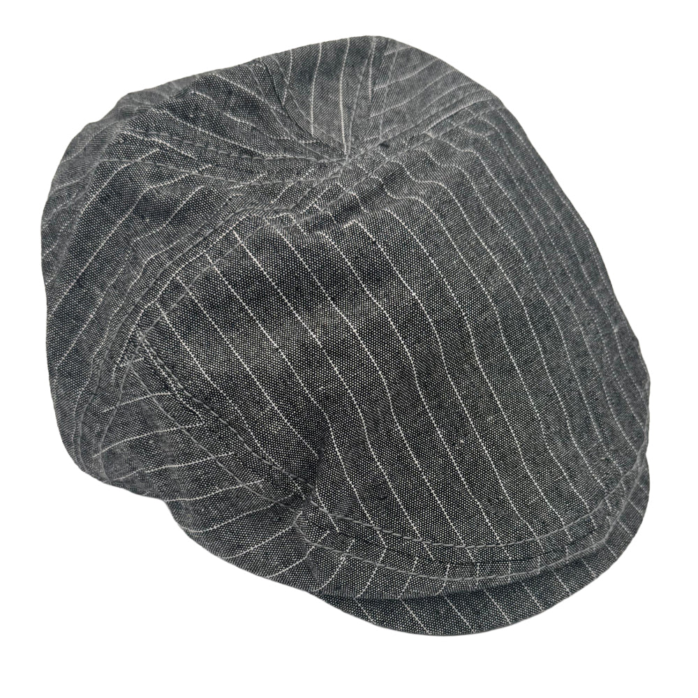 Men's Grey Pinstripe Driving Newsboy Cap Hat