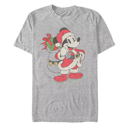 Men's Disney Mickey Mouse Christmas Santa Red Graphic T-Shirt Tee