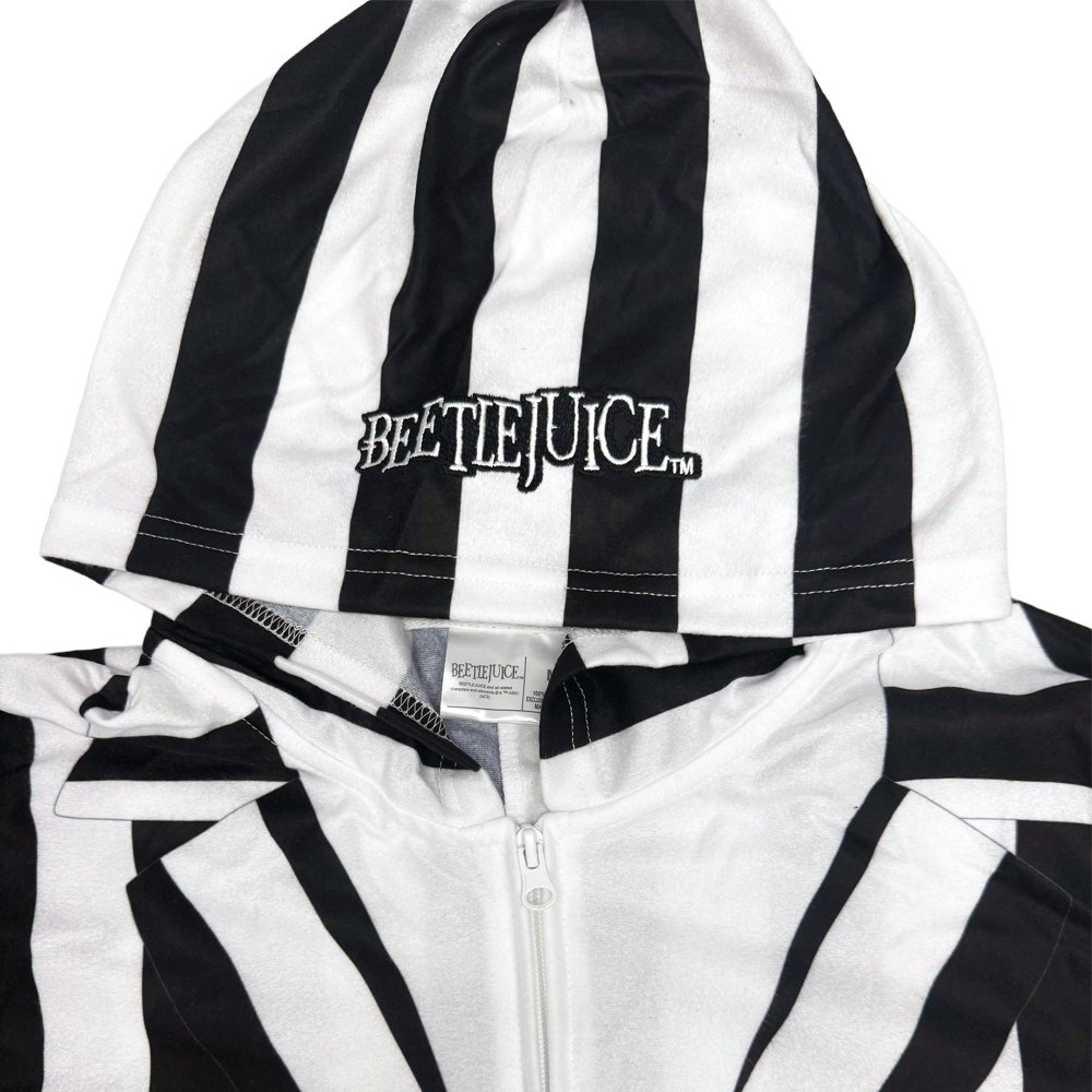 Men's Beetlejuice One-Piece Pajamas with Hood Union Suit