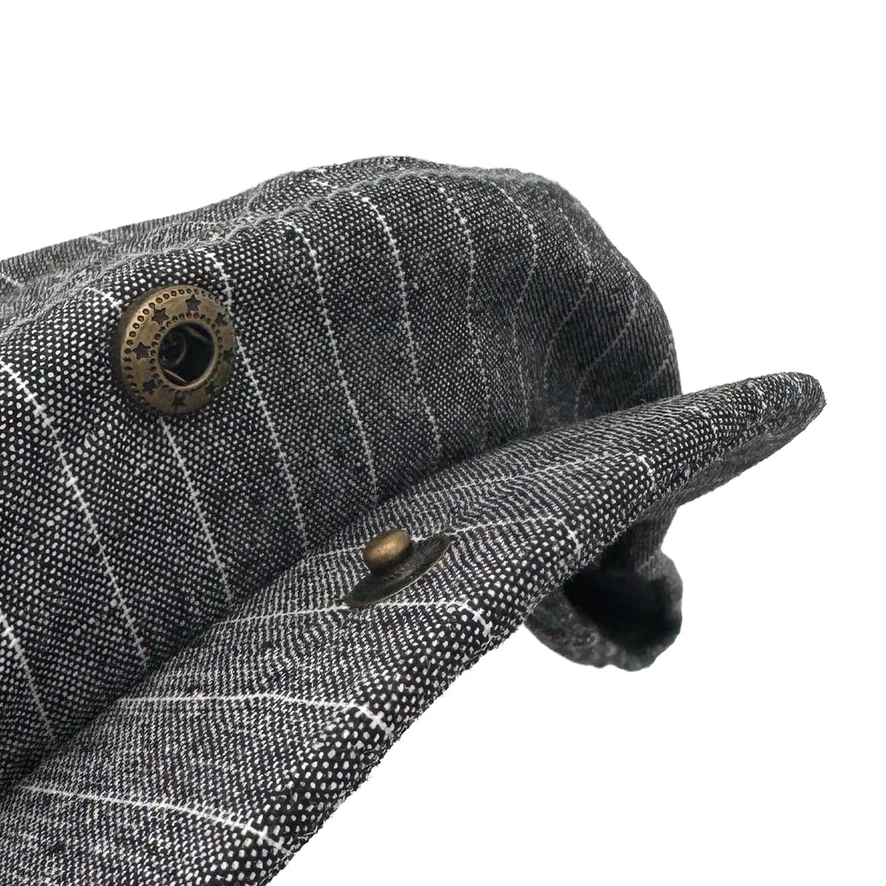 Men's Grey Pinstripe Driving Newsboy Cap Hat
