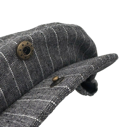 Men's Grey Pinstripe Driving Newsboy Cap Hat