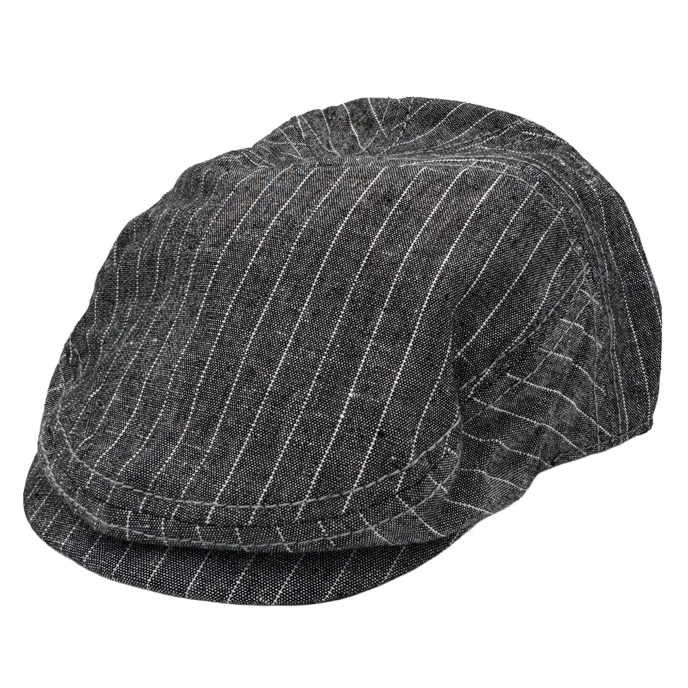 Men's Grey Pinstripe Driving Newsboy Cap Hat