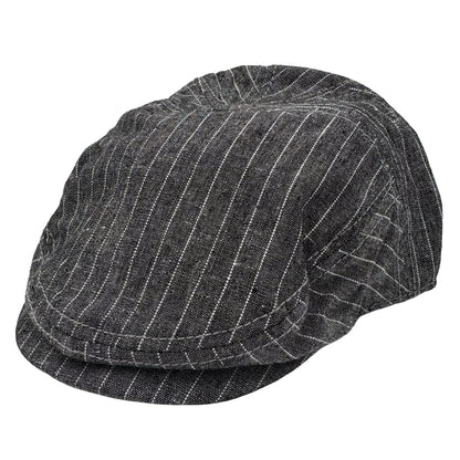 Men's Grey Pinstripe Driving Newsboy Cap Hat