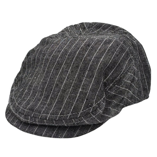 Men's Grey Pinstripe Driving Newsboy Cap Hat