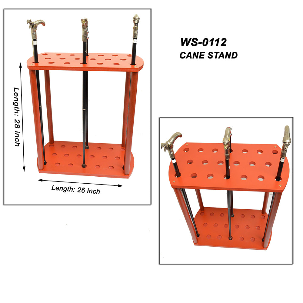 Rex Distributor wood stand display case holding 20 canes, 26 x 28 inches