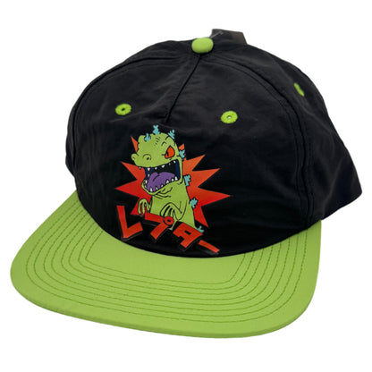 Rugrats Reptar Kanji adult snapback baseball hat featuring Reptar graphic and Japanese characters, black and green color.