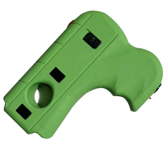 Green plastic tool with black accents on a white background