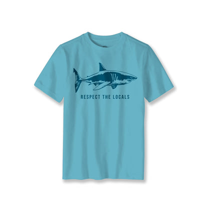 Blue boys' Wonder Nation graphic T-shirt with "Respect The Locals" slogan, crew neck, short sleeves, casual style.