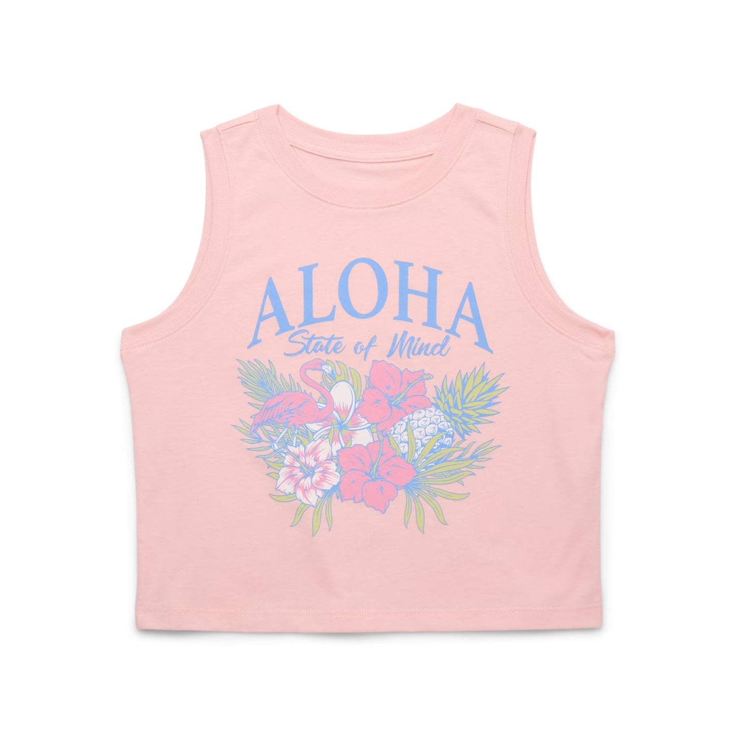 Wonder Nation Girls Aloha State of Mind Graphic Crew Neck Tank Top