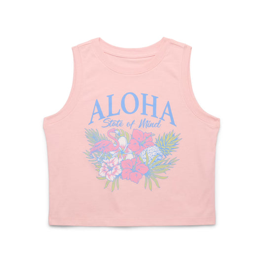 Wonder Nation Girls Aloha State of Mind Graphic Crew Neck Tank Top