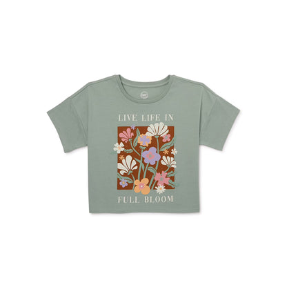 Girls Wonder Nation Cropped Full Bloom Short Sleeve Graphic T-Shirt