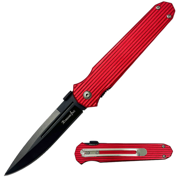 XT 464-45RD 4" Red Shadow Manual Open Folding Knife with Belt Clip