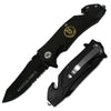 YC 47051-SF 4.5" Black Special Forces Assist-Open Metal Handle Rescue Knife