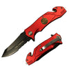 YC 47051-FF 4.5" Red Firefighter Assist-Open Metal Handle Rescue Knife