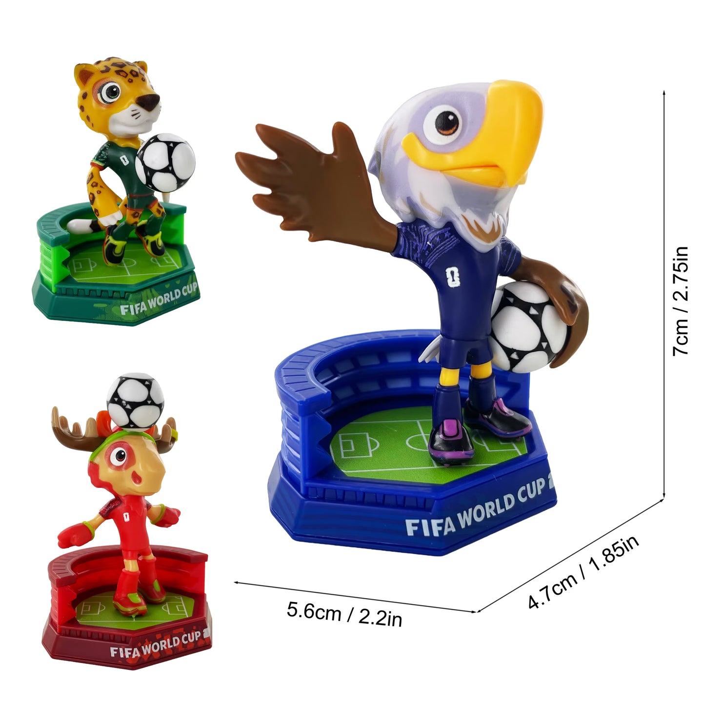 FIFA 2026 World Cup Official Licensed Mascot Toy Figurines Set of 3 (Maple, Zayu & Clutch), Collectable Soccer FIFA 26 Mascot Toys