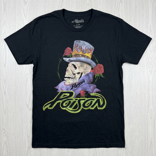Men's Black Poison Skull Rose Graphic Tee T-Shirt
