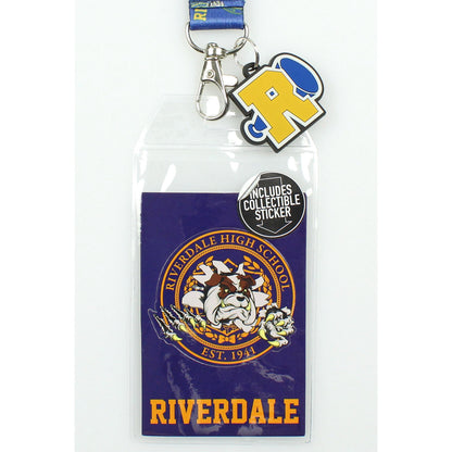 Riverdale High School Bulldogs Mascot ID Lanyard Badge Holder With 1.5" Rubber Charm Pendant And Collectible Sticker