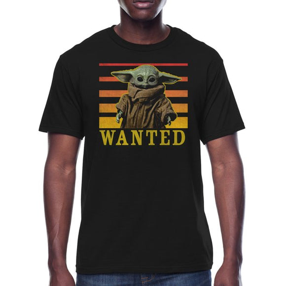 Men's Black Star Wars The Child Mandalorian Wanted Graphic Tee T-Shirt