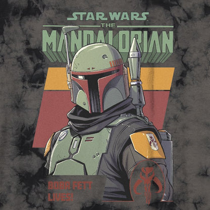 Boy's Star Wars: The Mandalorian Boba Fett Lives Graphic Tee Black Tie Dye