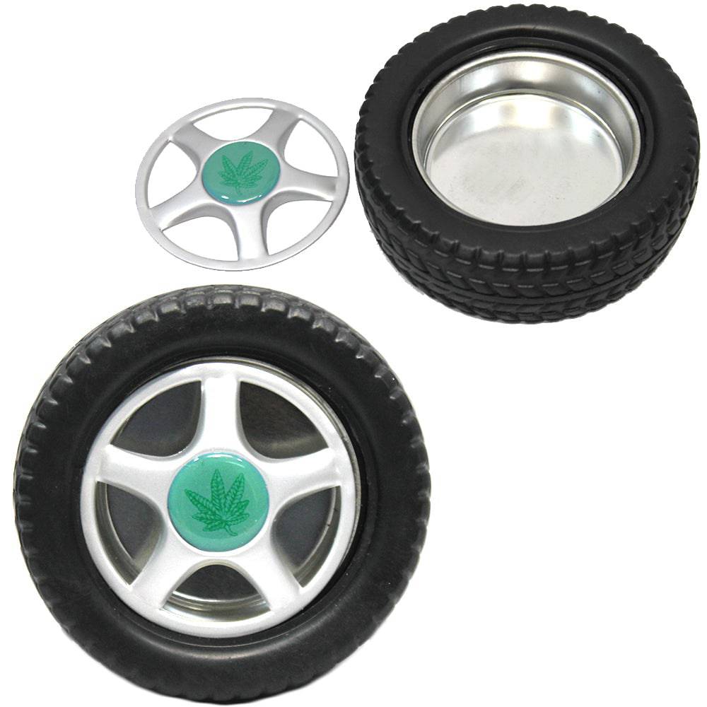 Small tire-shaped ashtray by Rex Distributor, Inc., made of durable material, designed for casual indoor or outdoor use.