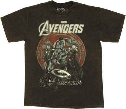 Men's Marvel Avengers Movie Group Graphic Tee T-Shirt Acid Wash