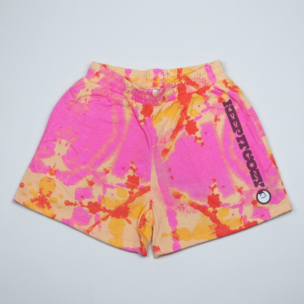 Adults Maruchan Keep It Cozy Tangerine Tie Dye Orange Shorts