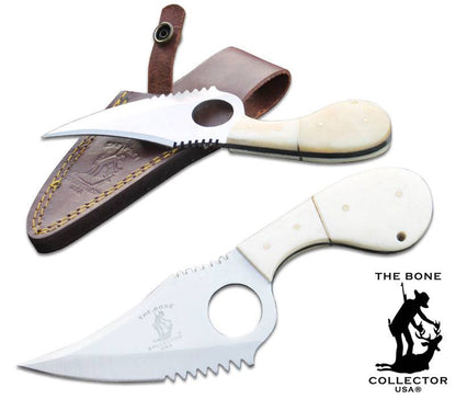 BC 793-BN 7"Bone Collector White Bone Handle Skinning Knife with Leather Sheath - Rex Distributor, Inc. Wholesale Licensed Products and T-shirts, Sporting goods,