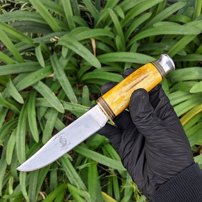 BC 815-YBN 8.5" & 4.5" Bone Collector Yellow-Bone Two Piece Hunting Knife Set with Leather Sheath - Rex Distributor, Inc. Wholesale Licensed Products and T-shirts, Sporting goods,