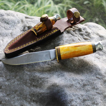 BC 815-YBN 8.5" & 4.5" Bone Collector Yellow-Bone Two Piece Hunting Knife Set with Leather Sheath - Rex Distributor, Inc. Wholesale Licensed Products and T-shirts, Sporting goods,