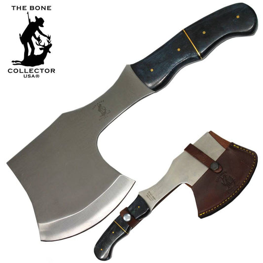 BC 873-BKBN 11.5" Bone Collector Black Bovine Handle Full Tang Hatchet Axe with Leather Sheath