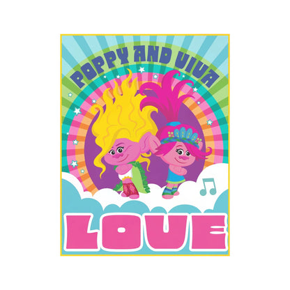 Girls Trolls Love Poster Crew Neck, Short Sleeve, Graphic T-Shirt Tie Dye