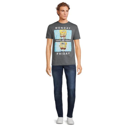 Men's SpongeBob SquarePants Monday vs Friday Graphic Tee T-Shirt
