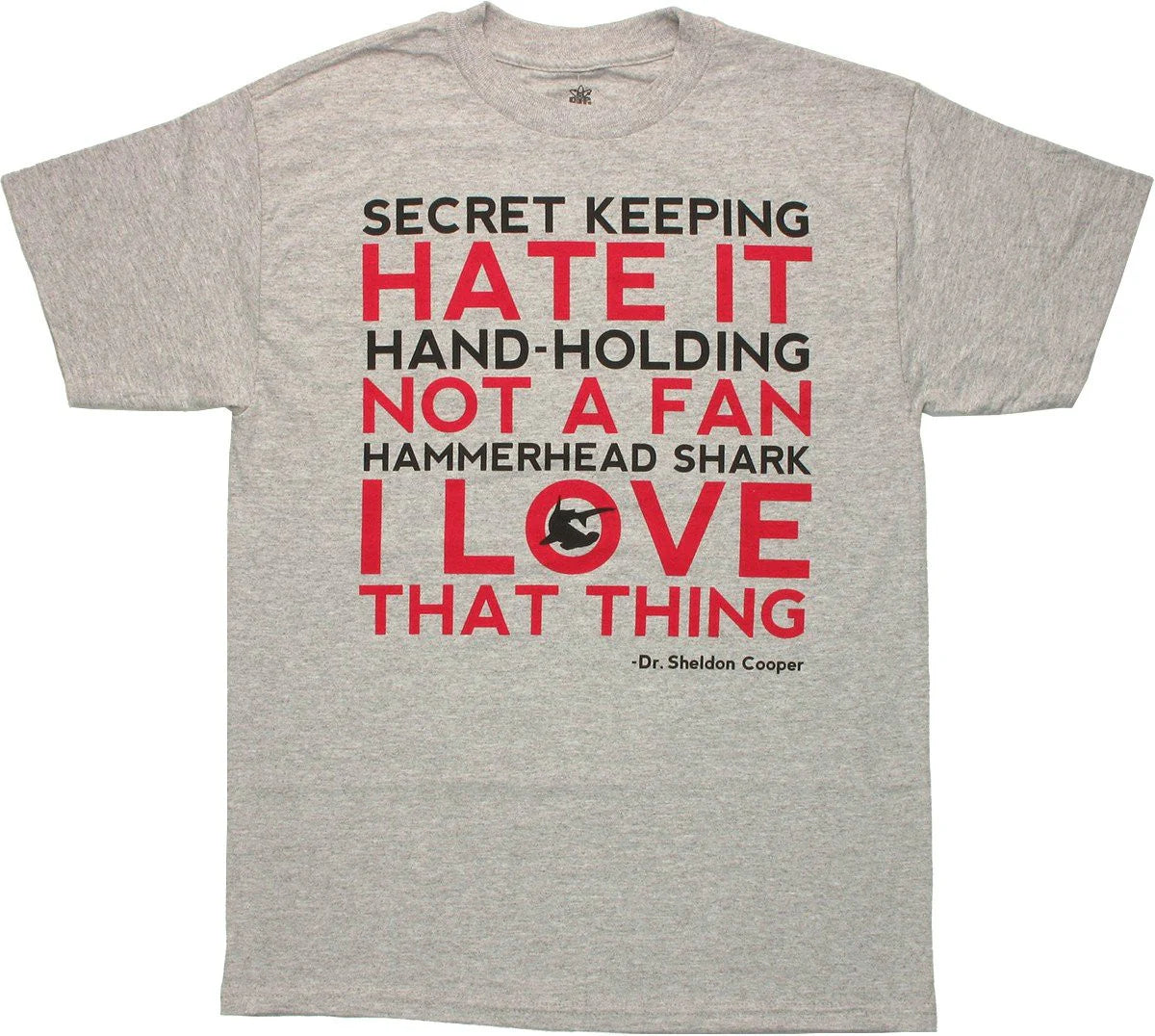 Men's Big Bang Theory Love Hate List Graphic Tee T-Shirt Grey