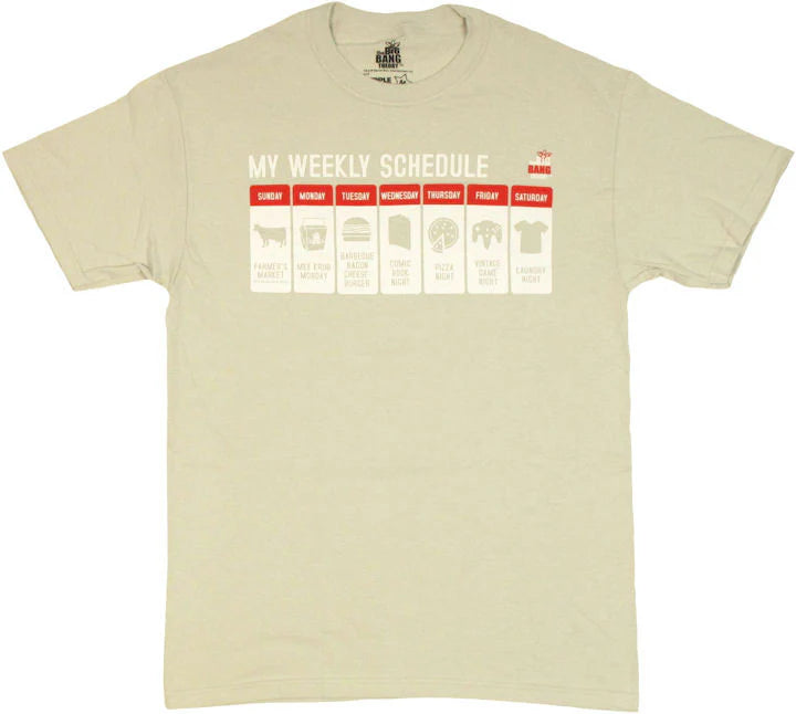 Men's Big Bang Theory Schedule Graphic Tee T-Shirt Grey