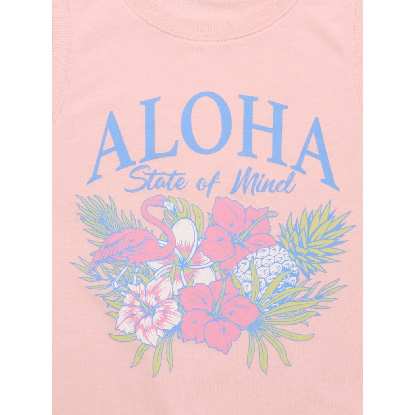 Wonder Nation Girls Aloha State of Mind Graphic Crew Neck Tank Top