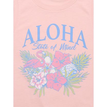 Wonder Nation Girls Aloha State of Mind Graphic Crew Neck Tank Top