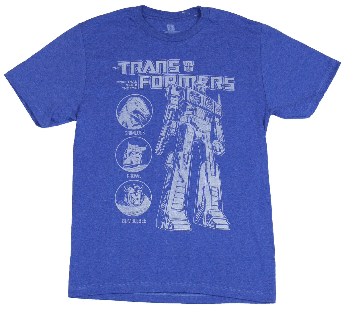 Men's Blue Heather Retro Transformers Optimus Prime Graphic Tee T-Shirt