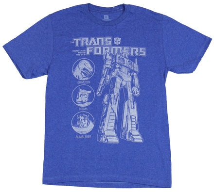 Men's Blue Heather Retro Transformers Optimus Prime Graphic Tee T-Shirt