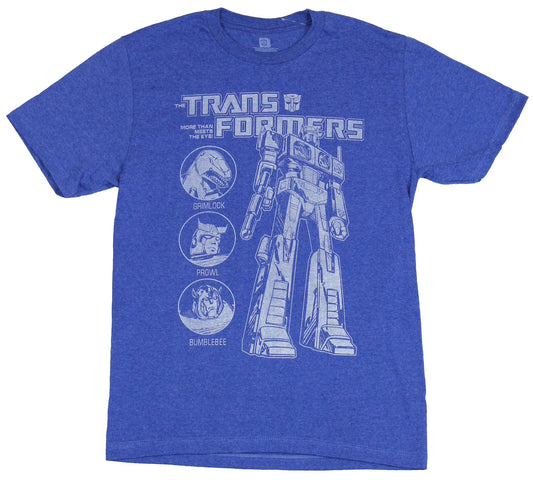 Men's Blue Heather Retro Transformers Optimus Prime Graphic Tee T-Shirt