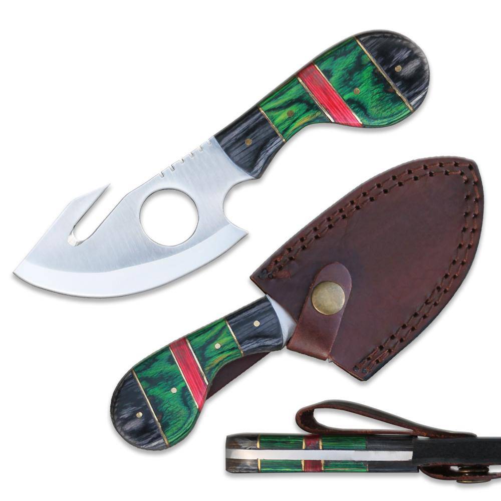 DC 794-BGR 7" Wood Handle Skinning Hunting Knife with Leather Sheath - Rex Distributor, Inc. Wholesale Licensed Products and T-shirts, Sporting goods,
