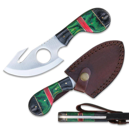 DC 794-BGR 7" Wood Handle Skinning Hunting Knife with Leather Sheath - Rex Distributor, Inc. Wholesale Licensed Products and T-shirts, Sporting goods,