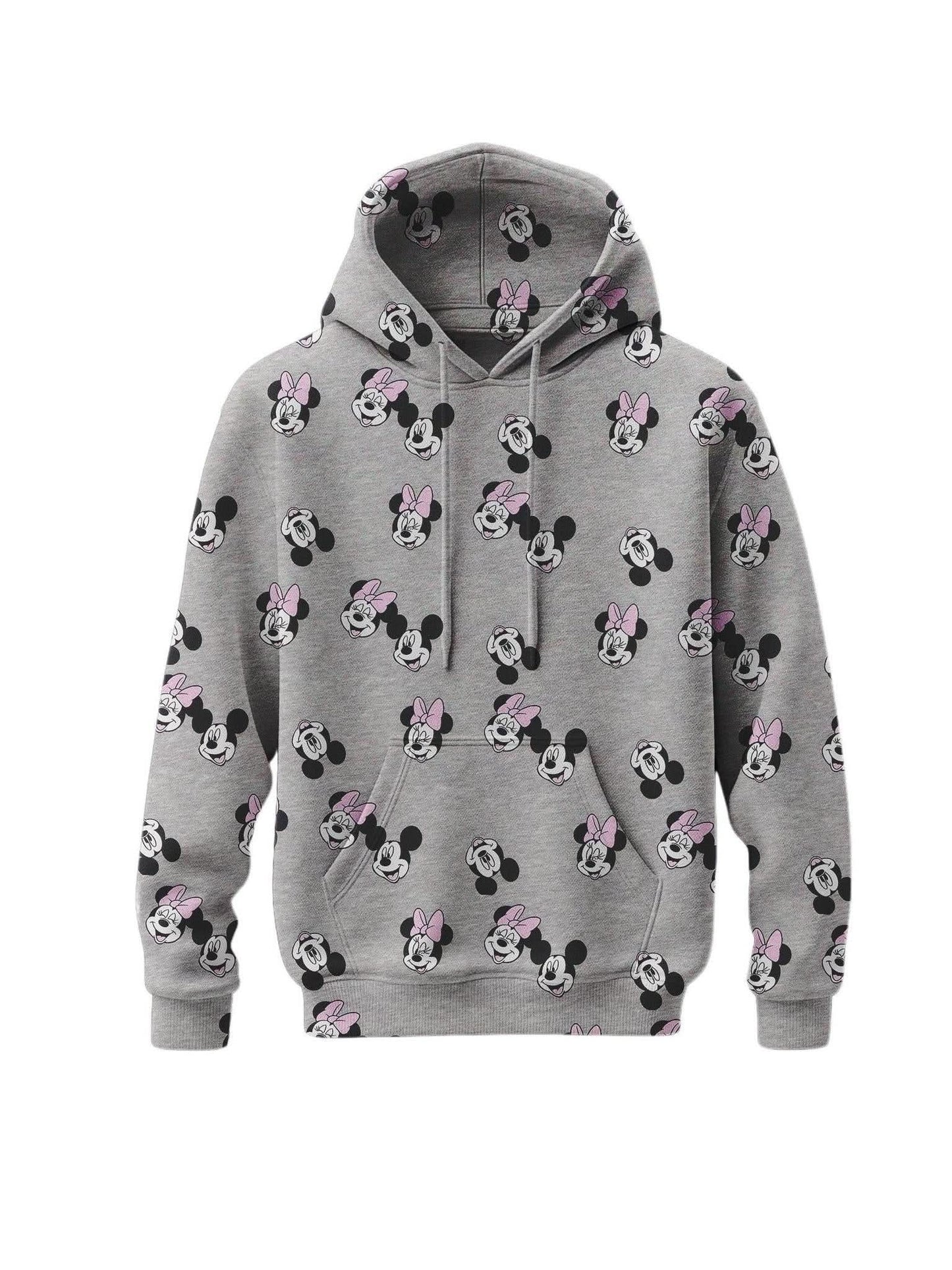 Girls Grey Disney Mickey & Minnie Hoodie Mood Faces Dress