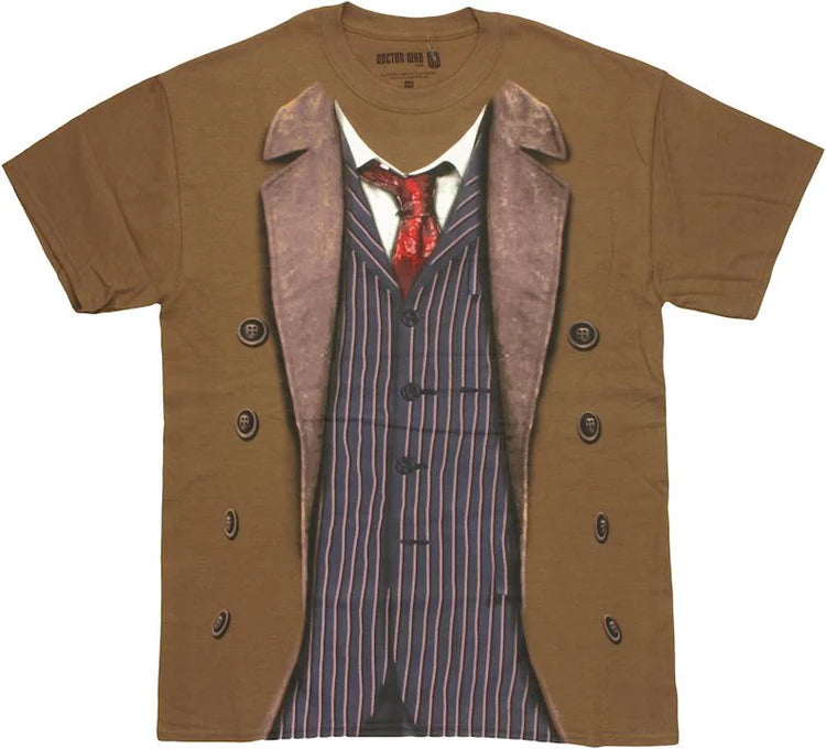 Mens Brown Doctor Who: 10th Doctor Costume T-Shirt